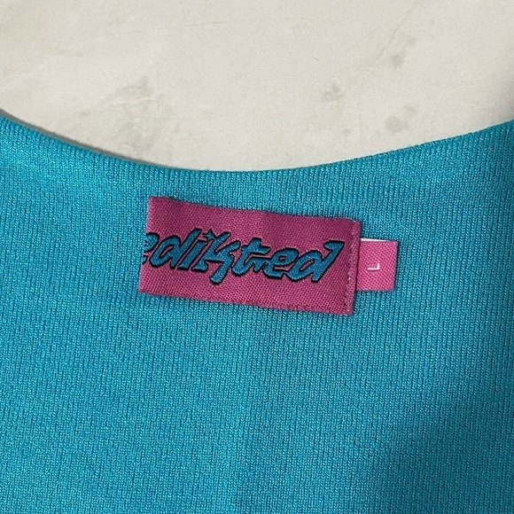 Edikted Turquoise Wilma Cutout Bodycon Mini Dress Size Large - Picture 5 of 7